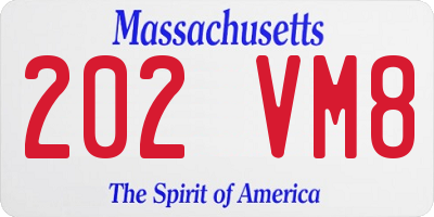 MA license plate 202VM8