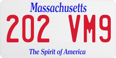 MA license plate 202VM9