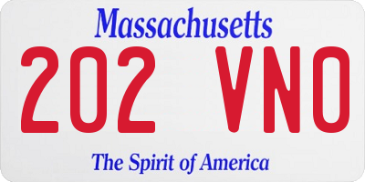 MA license plate 202VN0