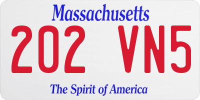 MA license plate 202VN5