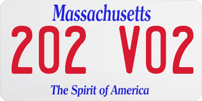 MA license plate 202VO2