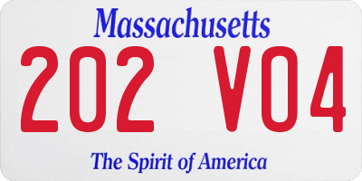 MA license plate 202VO4
