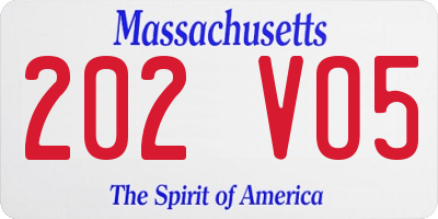 MA license plate 202VO5