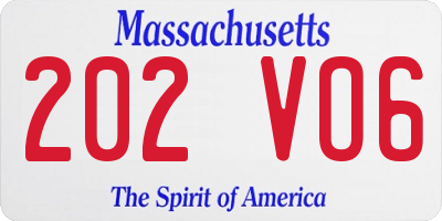 MA license plate 202VO6