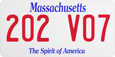 MA license plate 202VO7