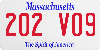 MA license plate 202VO9
