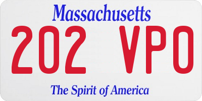 MA license plate 202VP0