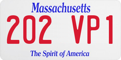 MA license plate 202VP1