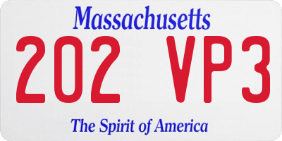 MA license plate 202VP3