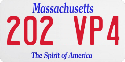 MA license plate 202VP4
