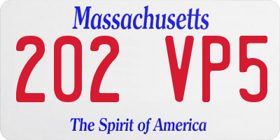 MA license plate 202VP5