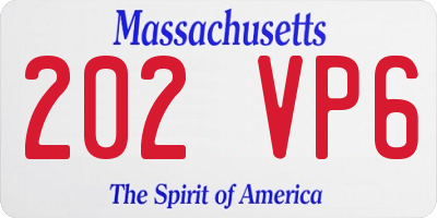 MA license plate 202VP6