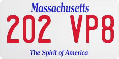 MA license plate 202VP8