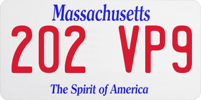 MA license plate 202VP9