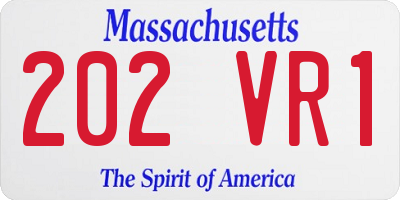 MA license plate 202VR1
