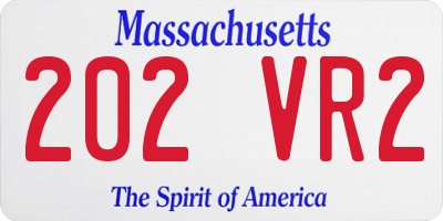 MA license plate 202VR2