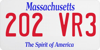 MA license plate 202VR3