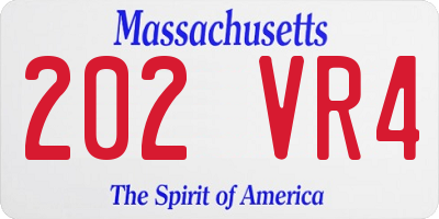 MA license plate 202VR4