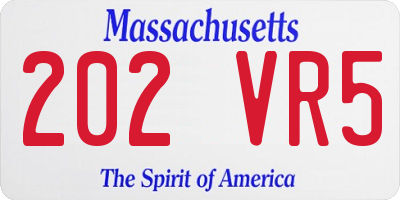 MA license plate 202VR5