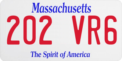 MA license plate 202VR6