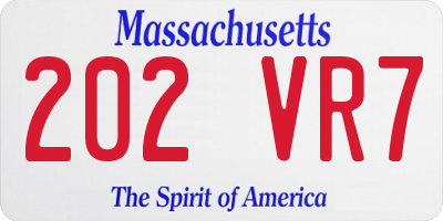 MA license plate 202VR7