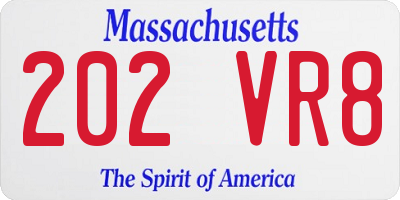 MA license plate 202VR8