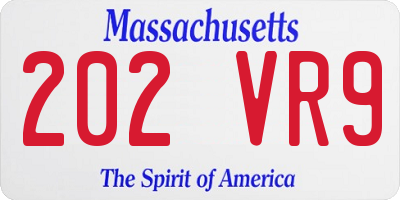 MA license plate 202VR9
