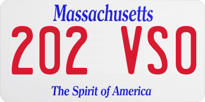 MA license plate 202VS0
