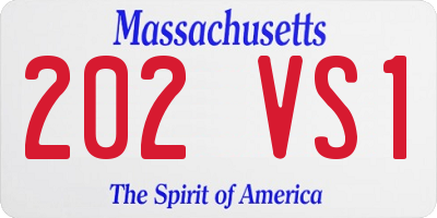 MA license plate 202VS1