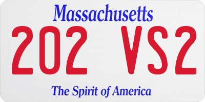 MA license plate 202VS2