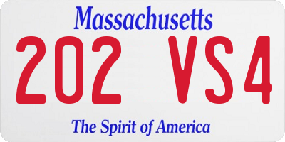 MA license plate 202VS4