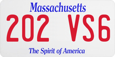 MA license plate 202VS6