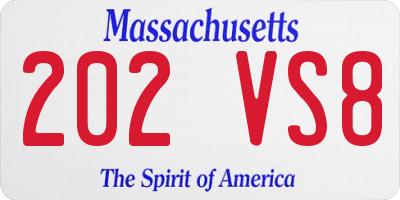 MA license plate 202VS8