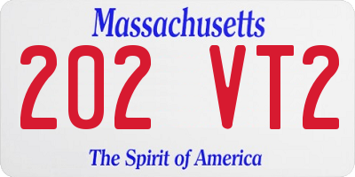 MA license plate 202VT2
