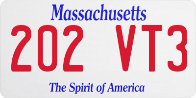 MA license plate 202VT3