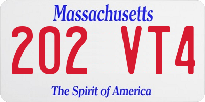 MA license plate 202VT4