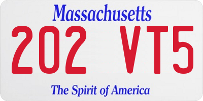 MA license plate 202VT5