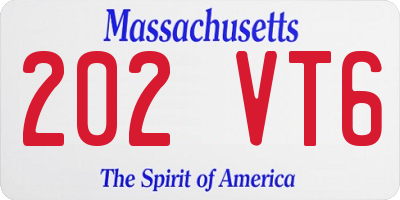MA license plate 202VT6