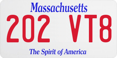 MA license plate 202VT8