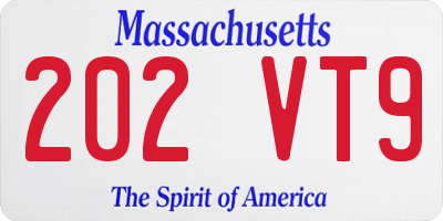 MA license plate 202VT9