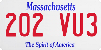 MA license plate 202VU3