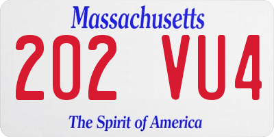 MA license plate 202VU4