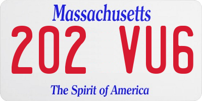 MA license plate 202VU6