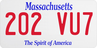 MA license plate 202VU7