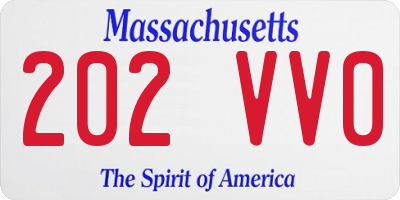 MA license plate 202VV0