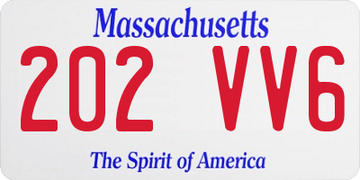 MA license plate 202VV6