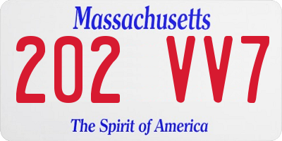 MA license plate 202VV7