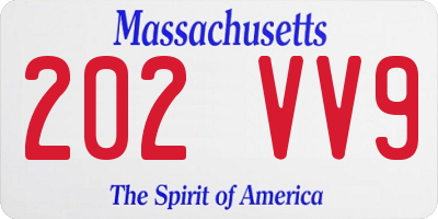 MA license plate 202VV9
