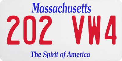MA license plate 202VW4