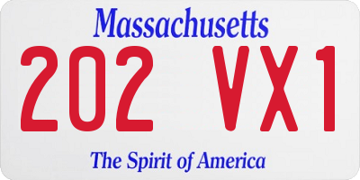 MA license plate 202VX1